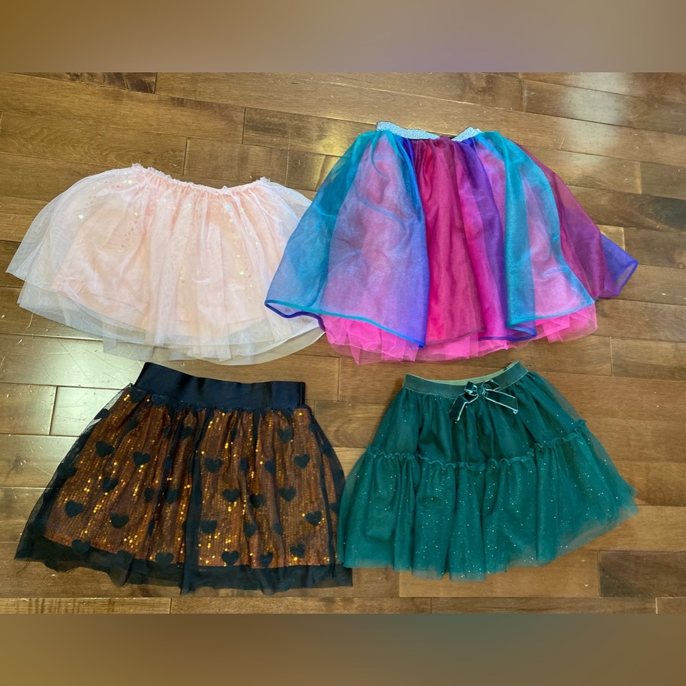 4 Skirts for girls size 5-7 kids Glitters Tulle Skirt sequins.